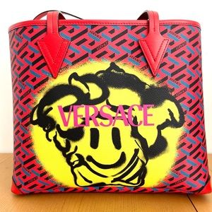 Versace La Greca Red Tote Bag